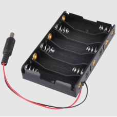 Porta baterías de 6 baterías AA con conector jack compatible con arduino