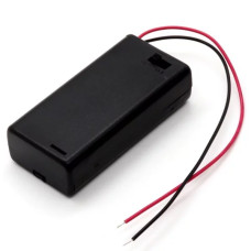 Porta baterías con interruptor y tapa de 2 baterías AA