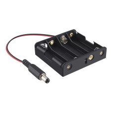 Porta baterías de 4 baterías AA con conector jack compatible con arduino